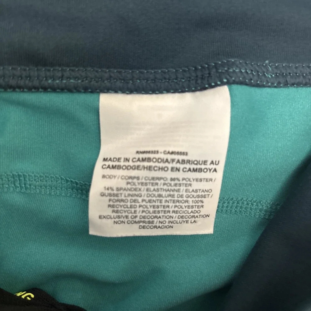 Nike Dri-FIT Womens Teal Geometric Triangle Print Capri Running Leggings Size S